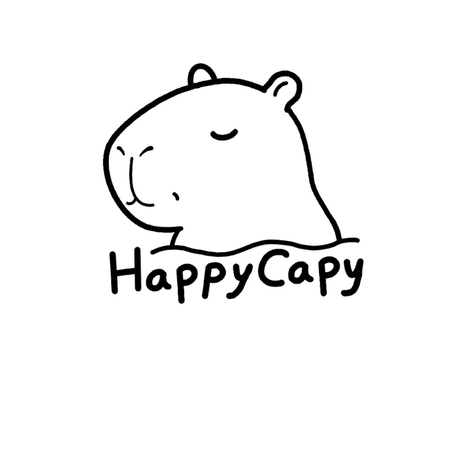 HappyCapy — a capybara drawn in black line